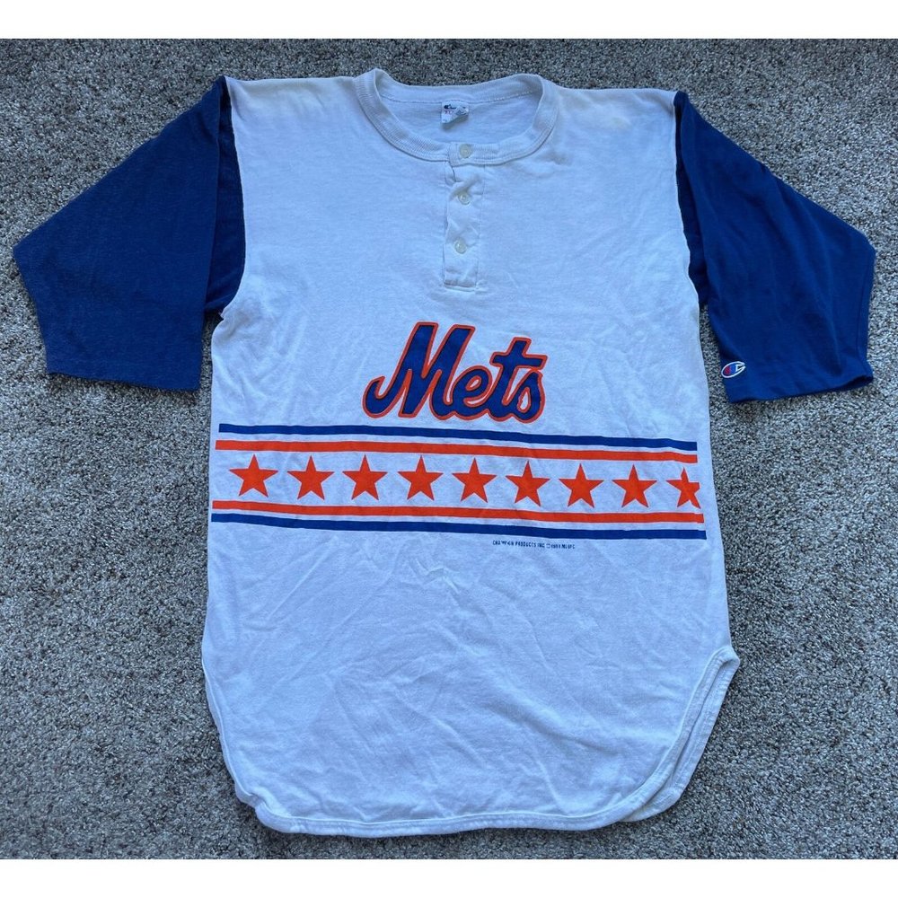 Vintage 1989 Mens XL Champion NYM New York Mets MLB 1/2 Sleeve T-Shirt USA